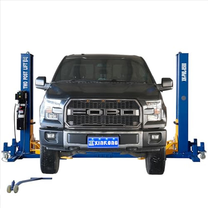 XK Mobile 2 Post Car Lift 8500 lb Portable Base 220V with Wheels 8500 | Auto Lift Bilateral Unlocking,Adjustable 2-Section Arms Design for Trucks, SUVs, Vehicles Home Garage and Shop Repair