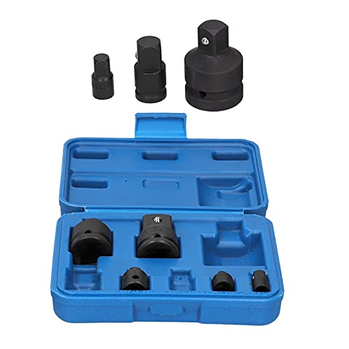 8PCS Pneumatic Sleeve Adapter Set with Toolbox, Strength Metallic Steel, Multi Function Repairing Tool, Includes Various Specifications for Vehicle Maintenance