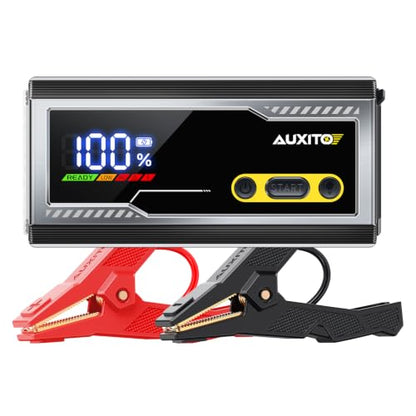 AUXITO 6000A Jump Starter, 12V Car Battery Jump Starter, Up to All Gas & 12L Diesel Engine with LED Display, Portable Jump Box with 3 Modes Flashlight and Jumper Cable, Storage Case - size: T3-6000A