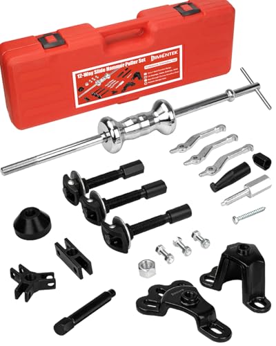 12-Way Slide Hammer Puller Set, Front Wheel Hub Remover & Rear Wheel Axle Removal Tool, Heavy Duty Bearing Puller Set with Carry Box
