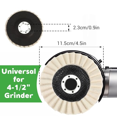 10 Pack Wool Felt Flap Disc Abrasives 4-1/2" x 7/8" Thicken Arbor Kit Buffing Polishing Cutting Wheel for Angle Grinder for Metal, Marble, Glass, Ceramic, Furniture, Car
