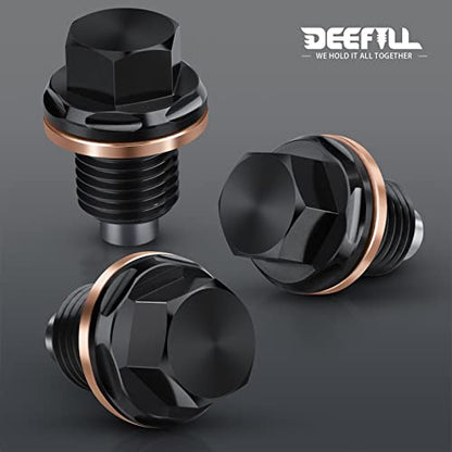 Oil Drain Plug M12 x 1.25, Magnetic Oil Pan Drain Plug T6 Aviation Aluminum with Crush Washer Gaskets Compatible with Toyota, Lexus, Nissan, Infiniti - size: M12 x 1.25 Plug