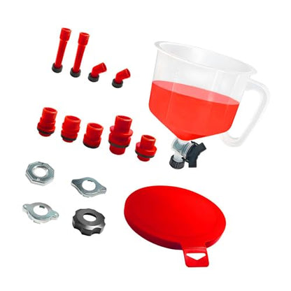 15Pcs Radiator Coolant Funnel Kit, No-Spill Bleeder Funnel with 5 Adapters