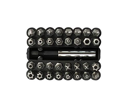 ARES 70009-33-Piece Security Bit Set with Magnetic Extension Bit Holder - Includes Tamper Resistant, SAE Hex, Metric Hex and Star Bits – Anti Tamper Bit Set Features Torq, Spanner, and Triwing Bits - size: 33-Piece Security Bit Set