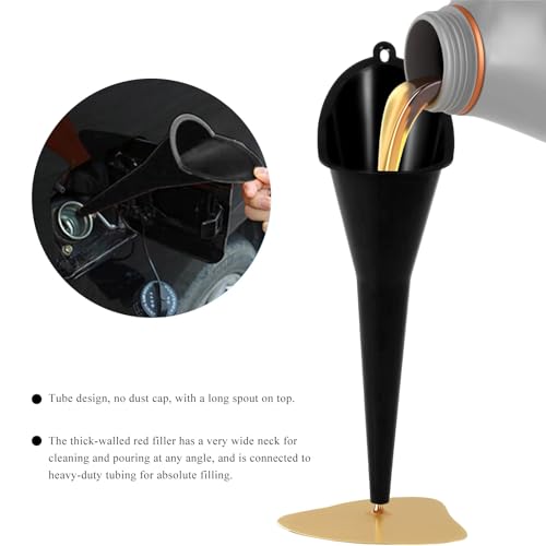 Oil Funnel, Plastic Long Neck Multi-Purpose Spill Saver Funnel, Engine Oil Funnels for Filling Oils Gas Water Diesel Fuel Lubricants for Car Motorcycle ATV Boat (Black-1PCS) - color: Black-1PCS