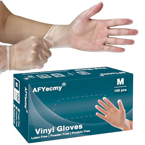 Clear Vinyl Gloves, Powder-Free & Latex-Free, Disposable Cleaning Gloves, 5 Mil, 100 Count, Medium - size: Medium, style: 5mil Box of 100