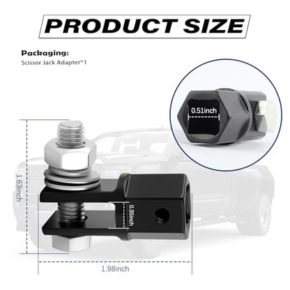 Car Scissor Jack Adapter Driven by 1/2" Impact Drills or 13/16" Lug Wrench,Sturdy Car Scissor Jack Drill Adapter Easily Lifts Jacks,Professional Labor-Saving Cars Jacks Adapters