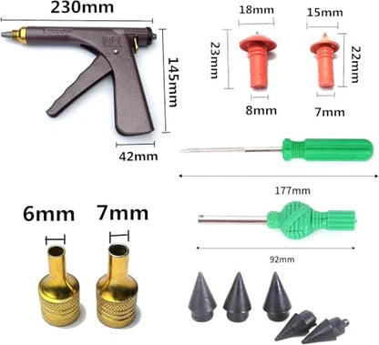 Tire Repair Kits, Tire Pluger Motorcycle Tubeless Vacuum Tire Plugger Repair Tool Kit with 32PCS Rubber Plugs Tire Plug Gun Kit with Mushroom Plug for Motorcycle Dirt Bike ATV Lawn Mower