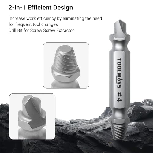 Screw Extractor Set with Drill Bits - 5 PCS HSS 4341 Stripped Screw Remover, Damaged Bolt Extractor Kit for Broken Rusted Screws (2-12mm), Professional Repair Gift for Men with Velvet Case