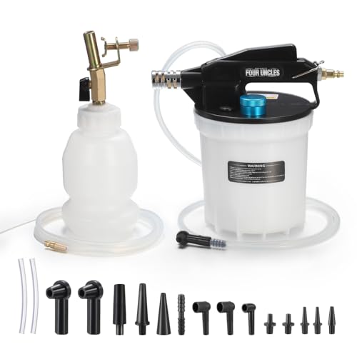 FOUR UNCLES Brake Bleeder Vacuum Pump Kit - Pneumatic Brake Fluid Extractor with 1L Refilling Bottle for Brake Fluid Bleeding, One-Person Operation - size: 2L Upgraded Version