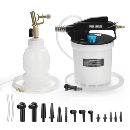 FOUR UNCLES Brake Bleeder Vacuum Pump Kit - Pneumatic Brake Fluid Extractor with 1L Refilling Bottle for Brake Fluid Bleeding, One-Person Operation - size: 2L Upgraded Version