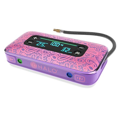 HALO Bolt Air+ 1750 Portable Car Battery Jump Starter | 130 PSI Air Compressor, 59.9Wh USB Power Bank, Large Display, Emergency Floodlight & Charger, Jumps Cars SUVs & Trucks, Inflates Tires — Purple - color: Purple
