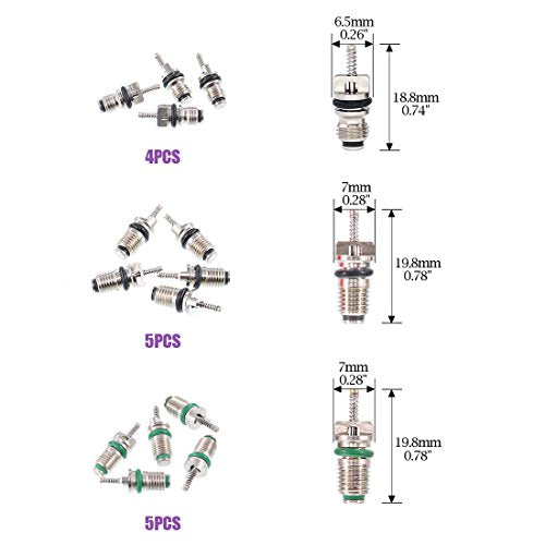 Swpeet 41Pcs R12 / R134a AC Master Valve Core Repair Kit, Including Assortment R12 R134a Valve Core Refrigeration Tire Stem with Remover Tool for Most Cars