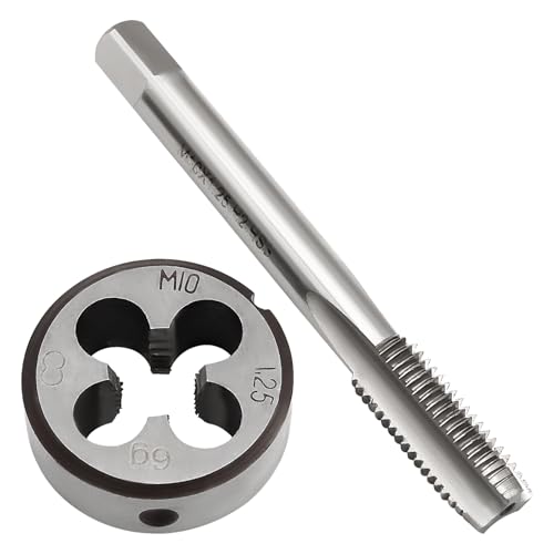 Waziaqoc M10 x 1.25mm Tap and Die Set | Metric, High-Speed Steel, Thread Tap and Die, Various Metals, Right Hand - size: M10 x 1.25mm
