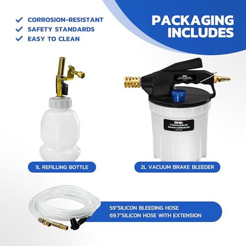 DNA MOTORING 3L Brake Bleeder cacuum Pump Kit, 2L Universal One Person Vacuum Brake Oil Extractor with Adapters and 1L Refilling Bottle for Most Standraiabs Braking Systems, TOOLS-00345