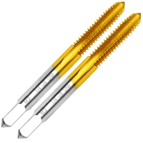 2Pcs 1/4"-28 UNF Thread Tap, 1/4"-28 UNF M2 HSS Right Hand Thread Milling Tap - size: 1/4"-28UNF - 2Pcs