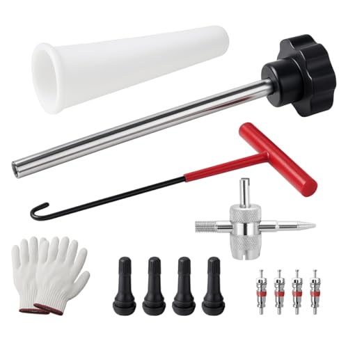 13PCS Tire Valve Stem Tool Kit Replacement Installation Set Black | Steel construction, valve removal and mounting functions, includes tire repair accessories, universal fit, car accessories - color: Black, size: 13PCS