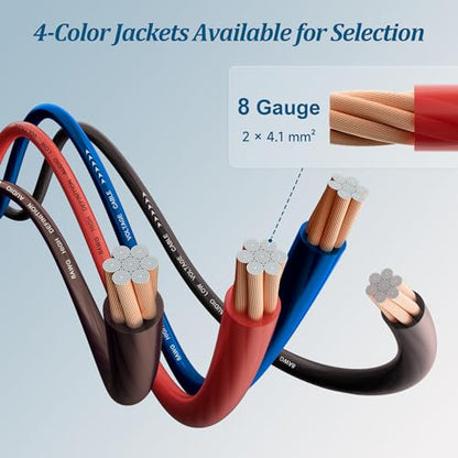 8 Gauge Wire 35FT, Primary Automotive Amplifier Power/Ground Wire, Car Battery Cable, Car Audio Amplifier, Car Fuse, 8AWG Copper Clad Aluminum CCA, Translucent Brown Cable with 10 Heat Shrink Tubing - color: Brown, size: 35FT