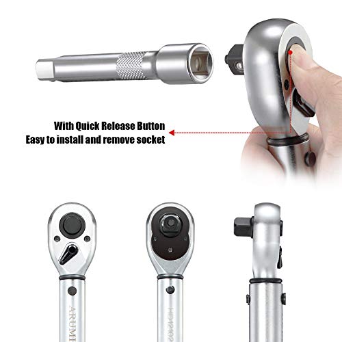 1/2-Inch Drive Click Torque Wrench (10-150 ft.-lb./13.6-203.3Nm) Dual-Direction Adjustable Torque Wrench Set - size: 1/2" Drive 10-150 ft.-lb/13.6-203.3 Nm