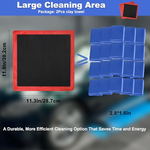 Clay Towel 2 Pack 12 x 12 Inch, Clay Bar Towel for Auto Detailing Microfiber Car Cloth Cleaner Automotive for Car Detailing (2, Red, 12 x 12 Inch) - color: Red