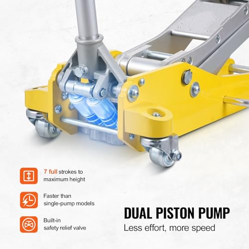 3T/2T Floor Jack Aluminum Hydraulic Racing Jack Hydraulic Car Jack with Dual Piston Quick Lift Pump Duty Trolley Jack,2T Aluminum Iron - color: 2t Aluminum Iron