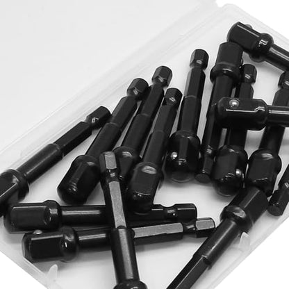 3/8" Square Socket Bit Adapter & Hex Impact Socket Bits, 20 Pack | 1/4 Hex Shank, Black, For Drills, Drivers, Impact Wrenches, Automotive DIY Repairs - size: 3/8"