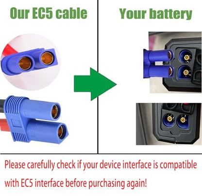 EC5 Jump Starter Cable with Battery Clamps for 12V Emergency Portable 10AWG Car Jump Start Battery Booster Cable Replacement Alligator Clips-Booster Jumper Cables -Car Jump Starter Battery Clips - color: EC5-Anti reverse charging