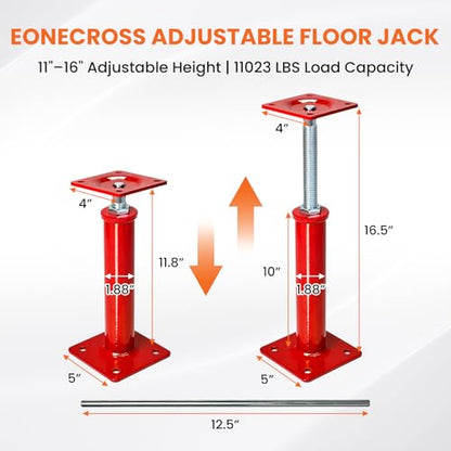 4 Pack House Floor Jacks for Leveling, 11.8-16 in Adjustable Screw Support Posts, Up to 11,023 lb Each, for Crawl Space, Floor Joists and Basement Beams - size: 11.8''-16''(2 Turning Bar)
