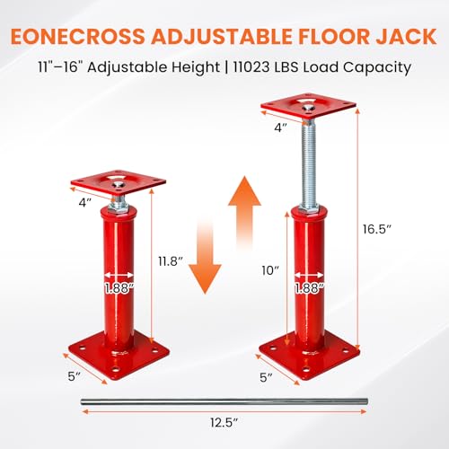2 Pack House Jacks for Leveling Crawlspace, 11"-16" Adjustable House Floor Jack Post, 11023 lbs Max Foundation Jacks for Floor Joist Support & Foundation Repair, Safety Pins Included - size: 11.8''-16''(2 Pack)