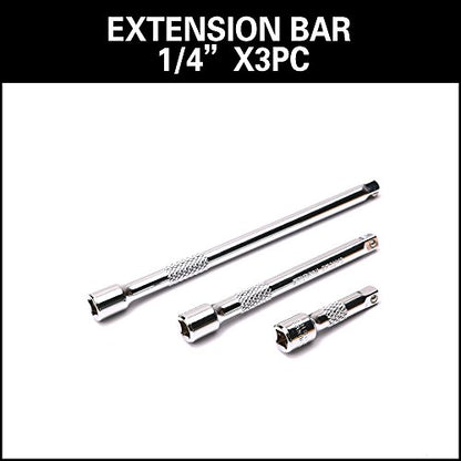 HORUSDY 9-Piece Socket Extension Bar Set, Ratchet Extension Bar Set,1/4", 3/8", and 1/2" Impact Drive Socket, Drive Tool Accessory, CR-V Steel Storage Tray - style: 9-PCS Chrome Extension