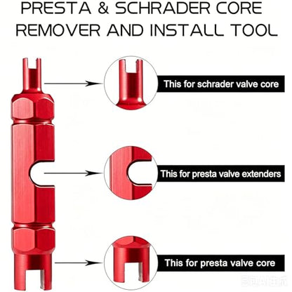 Valve Core Remover Tool Kit Bike and Car Repair Kit With Brass Replacement Presta Schrader Valve Core