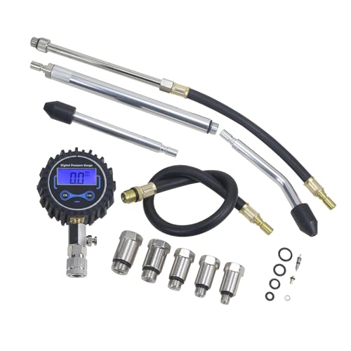 LCD Digital Engine Compression Tester Pressure Gauge Tester Kit 250 PSI Petrol Gas Engine Cylinder Tester,Automotive Engine Cylinder Leak Down Pressure Gauge for Cars,Vans,Motorcycles,Trucks. - style: Digital Type