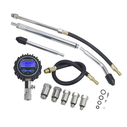 LCD Digital Engine Compression Tester Pressure Gauge Tester Kit 250 PSI Petrol Gas Engine Cylinder Tester,Automotive Engine Cylinder Leak Down Pressure Gauge for Cars,Vans,Motorcycles,Trucks. - style: Digital Type