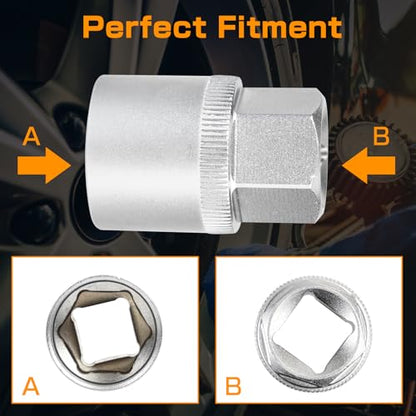 BHB 22PCS Wheel Locking Nut Key Removal Tool Kit Wheel Anti-Theft Lock Lug Nut Screw Remover Set with Punch and 1/2 Inch Driver Scoket Adaptor Compatible with Audi