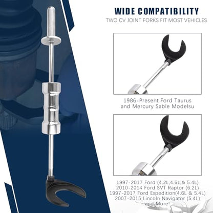 Inner CV Joint Puller Inner CV Joint Removal Tool Kit 10 Pounds Heavy Duty Slide Hammer Front Wheel Drive Axle Half Shaft Removal Puller Tool Set 63mm 48mm CV Joint Fork Adapter Attachments