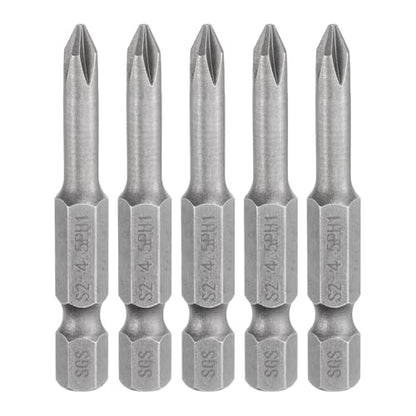 HARFINGTON 5pcs #1 Phillips Screwdriver Bit PH1 1/4" Hex Shank 2" (50mm) Long Magnetic S2 Steel Industrial Grade Screw Driver Bit Cross Head Electric Drill Bits 0.177" (4.5mm) Rod - size: PH1 x 50mm x 4.5mm