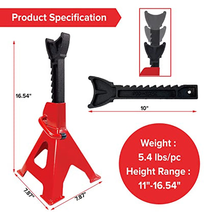 3 Ton Low Profile Plastic Car Service Ramps and 3 Ton Red Jack Stands