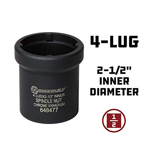 Powerbuilt Spindle Nut Socket, Removal Spindle Nuts, 4-Lug, Dodge, Chevy, Ford, GM Trucks, Hub Sockets, Truck Repair Tool - 648477 - style: 4-Lug, 2-1/2" Inner