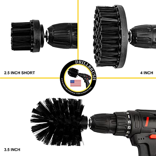 Drill Brush Attachment Kit, Multi-Purpose Scrubber, 4-Piece Cleaning Kit for Bathroom, Glass, Tile, Car Tires - Black - color: Black