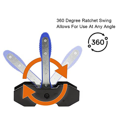 G-PLUS Blue 360° Brake Caliper Press Tool with 2 Groups Steel Plates | Ratchet Piston Spreader Automotive Tools Car Brake Repair & Instalation,4 in 1 Universal Disc Ratchet Brake Caliper Tool - color: Blue(Seller delivery)