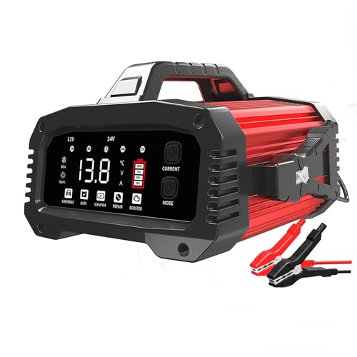 25A Battery Charger 12V / 24V for Lifepo4, Lithium Iron, AGM, Lead Acid Battery, 7-Stage Smart Trickle Car Battery Charger & Maintainer for RV, Motorcycle, Truck, Golf Cart, Boat, Over Charge Protect