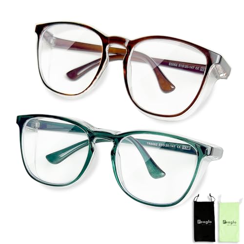 Feaglo Safety Glasses, Anti Fog Safety Goggles for Women Men, Blue Light Blocking Stylish Eye Protection Glasses Side Shield - color: Green+tea