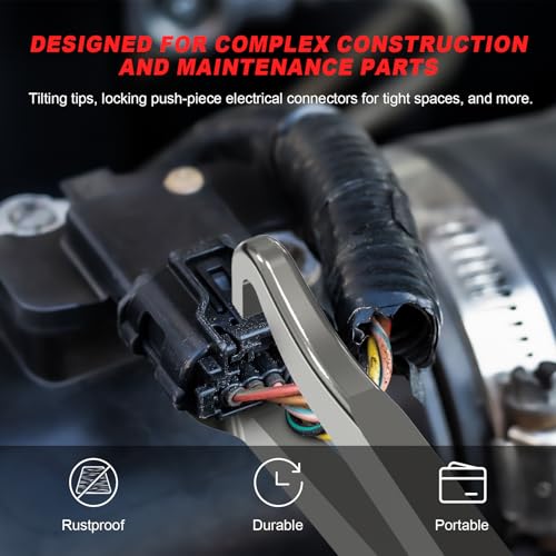 2Pcs Electrical Disconnect Pliers Set, Automotive Connector Pliers, Automotive Hose Disconnect Tools for Push Tab Style Plugs，Fuel Line Disconnect Tools with Anti-Slip Grip (1 * 60°+ 1*Straight)