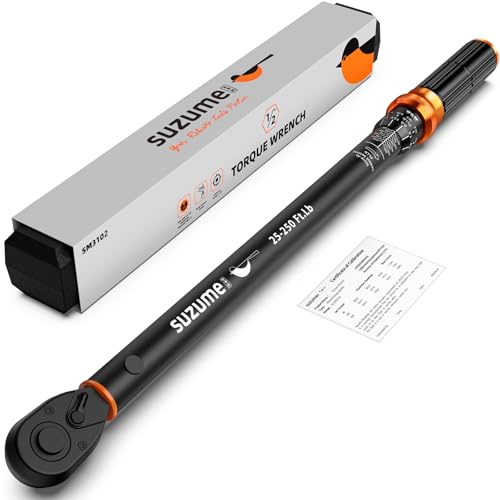 SUZUME Torque Wrench (25-250 Ft. Lb/ 32.5-325 N.m) 72 Tooth Dual-Direction Adjustable Torque Wrench 1/2 Drive with Dual-Scales ±3% High Accuracy 1/2 Torque Wrenches for Trucks - size: 25-250 Ft.Lb, style: 1/2-Inch