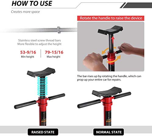 SPECSTAR Under Hoist Support Stand 3/4 Ton Jack Stand | 1650Lbs Capacity, Adjustable 52-76 Inch Height, 12 Inch Diameter Base for Vehicle Lifting & Support - style: Adjustable