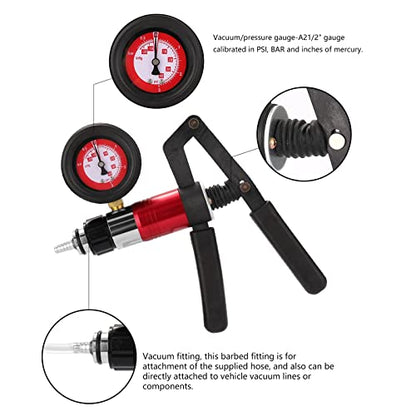 beduan 23pcs Brake Bleeder Kit Hand Held Vacuum Pump Tester, Including 2 Bottles, High Pressure Bleeder for Automotive