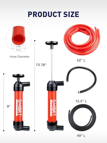 Cordless Fuel Transfer Pump, Gas Siphon Pump for Gasoline, Hand Siphon Pump | Portable Fluid Transfer Pump for Oil, Gasoline, Transmission, and Water, Liquid Fuel Syphon Pump, Max 3 GPM High Flow