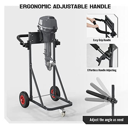 TUFFIOM Outboard Boat Motor Stand, Heavy Duty Outboard Engine Stand Carrier Cart Dolly, Boat Motor Support Stand 40lbs Capacity w/Lockable Swivel Wheel for Motor Storage, Repair, Maintenance