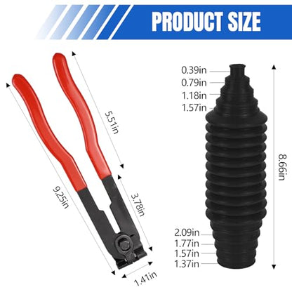 13PCS CV Axle Boot Repair Kit, 2PCS CV Boot with 4 Stainless Steel Clamps & 6 Cable Ties & Ball-Cage Pliers, Waterproof Dustproof CVs Joint Boots Kit, Universal Car Accessories (Black) - color: Black