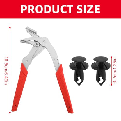 Car Clip Pliers with 30pcs Nylon Rivets, Panel Clip Removal Pliers Multi-Functional Spring-Loaded Auto Fastener Rivet Remover Damage-Free Disassembly Tools for Door Panels Interior Trim Buckles